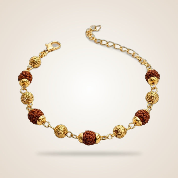 Indian Shiva Rudraksha Gold Beaded Hindu Bracelet — Boho Jewellery UK | The Colourful Aura