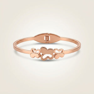 Kids Rose Gold Triple Heart Charm Non-Tarnish Bangle Bracelet — Boho Jewellery UK | The Colourful Aura