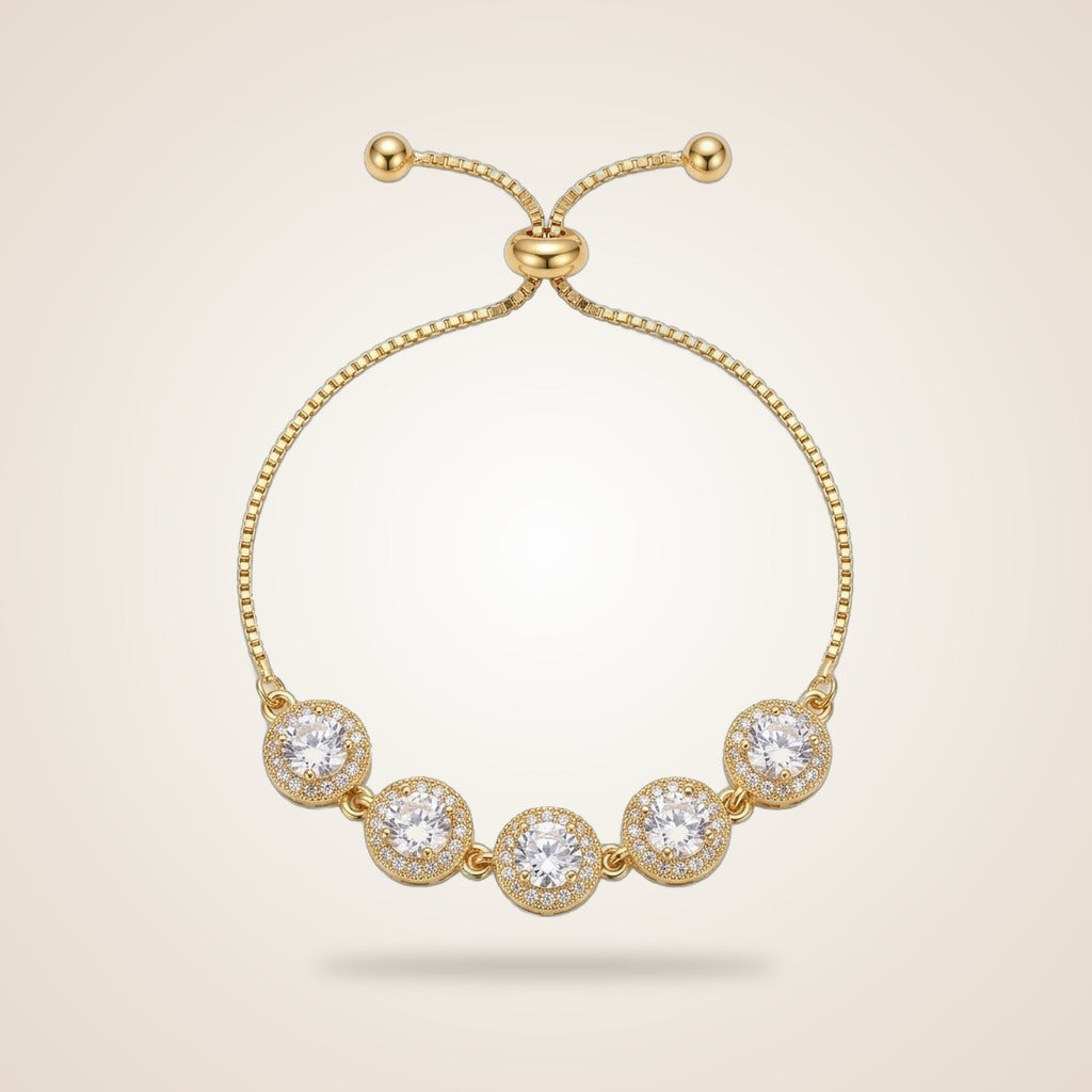 Large Round Zircon Adjustable Sliding Bracelet — Boho Jewellery UK | The Colourful Aura