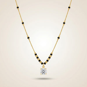 Modern Single Stone Gold Mangalsutra Necklace with Black Beads — Boho Jewellery UK | The Colourful Aura