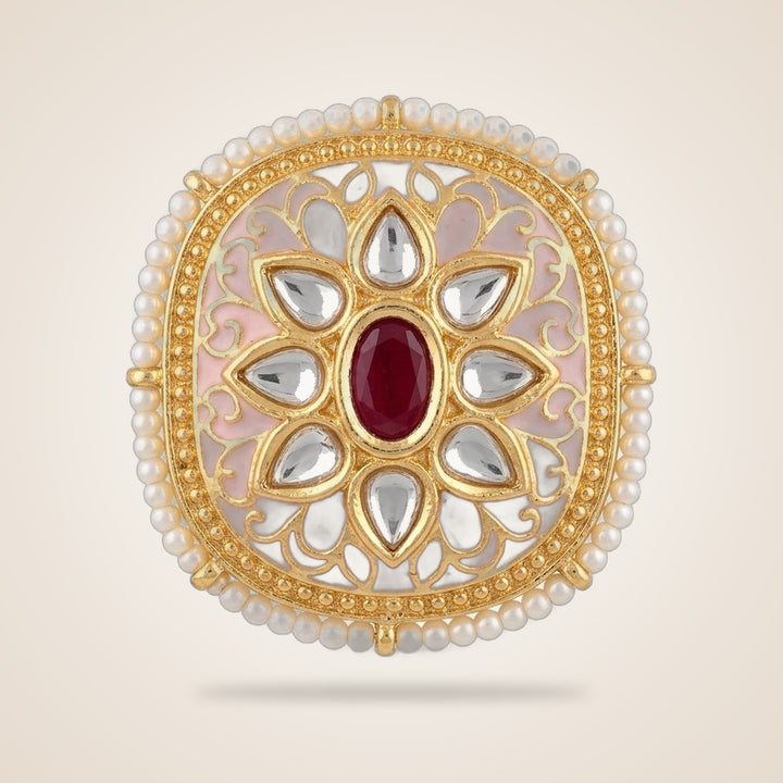 Pink Floral Indian Meenakari Enamel Kundan Stone Studs Ethnic Earrings | Boho Jewellery UK | The Colourful Aura