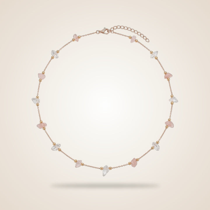 Gold Crystal Quartz Minimalist Healing Choker Dainty Necklace in Pink | Boho Jewellery UK | The Colourful Aura