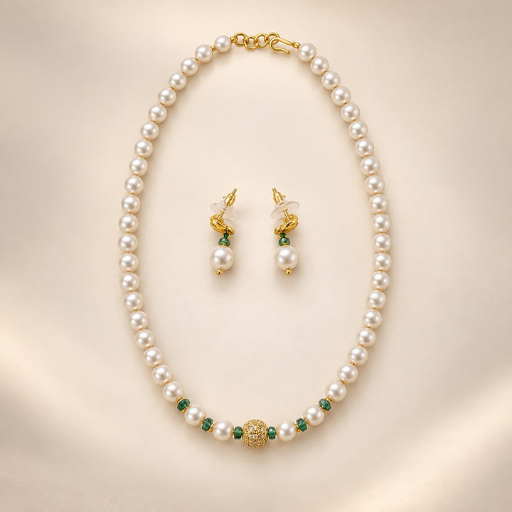Pink Pearl Jade Beaded Necklace & Earring Set (Full Set) | The Colourful Aura