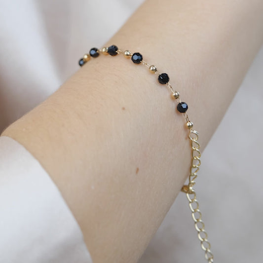 Black Crystal Beads Indian Mangalsutra Beaded Nazaria Bracelet