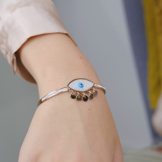 Turkish Evil Eye Adjustable Boho Geometric Open Bracelet Bangle
