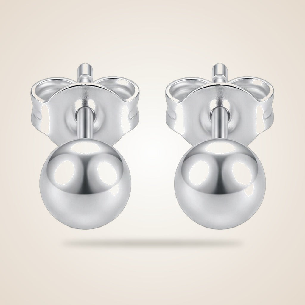 Pure Silver Solid Unisex Round Ball Minimalist Dainty Everyday Studs Earrings — Boho Jewellery UK | The Colourful Aura