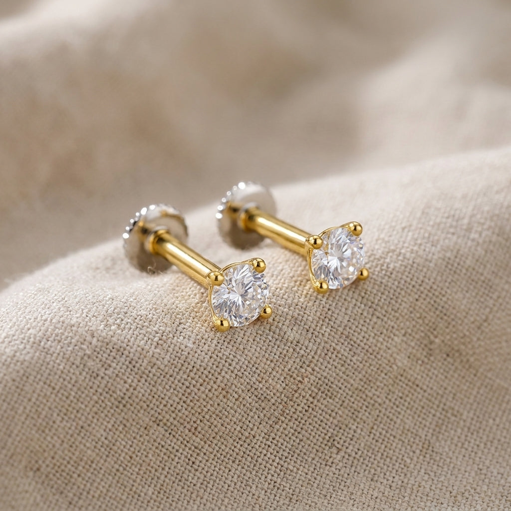 Round Cut Gold Plated Flat Back Nose Stud — Boho Jewellery UK | The Colourful Aura