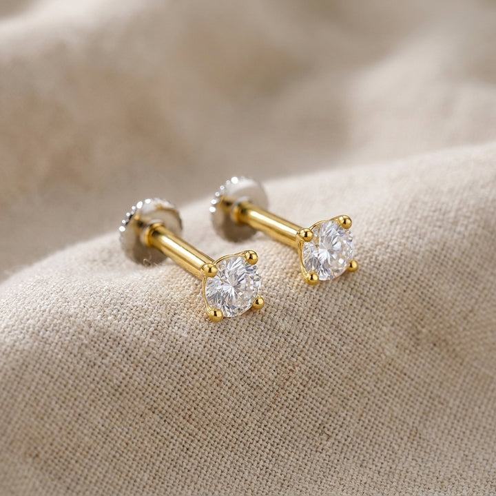 Round Cut Gold Plated Flat Back Nose Stud — Boho Jewellery UK | The Colourful Aura