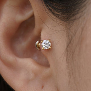 Round Cut Gold Plated Flat Back Nose Stud (Worn as an Ear Stud) | The Colourful Aura