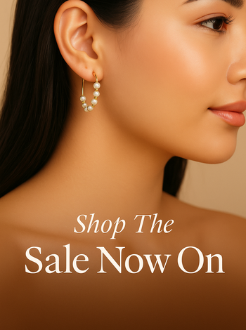 Shop the sale now on — gold pearl hoop earring, The Colourful Aura