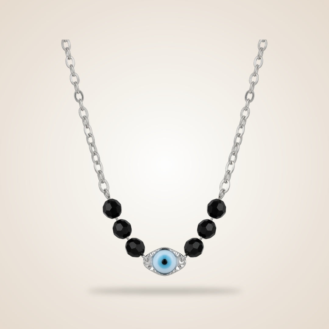 Evil Eye Black Beads Indian Mangalsutra Nazar Protection Necklace in Silver | Boho Jewellery UK | The Colourful Aura