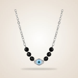 Evil Eye Black Beads Indian Mangalsutra Nazar Protection Necklace in Silver | Boho Jewellery UK | The Colourful Aura