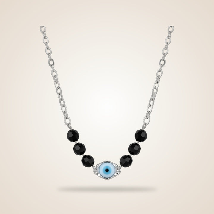 Evil Eye Black Beads Indian Mangalsutra Nazar Protection Necklace in Silver | Boho Jewellery UK | The Colourful Aura