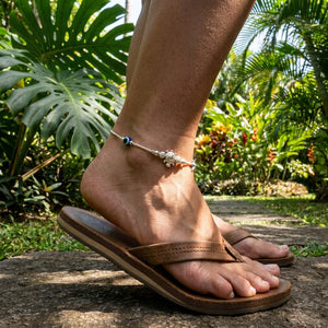 Silver Plated Evil Eye Turtle Star Anklet (Close-up Detail) | The Colourful Aura