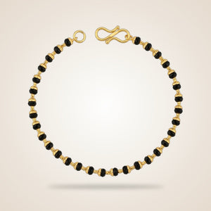 Simple plain unisex Gold plated Black beaded Nazar Mangalsutra Bracelet — Boho Jewellery UK | The Colourful Aura