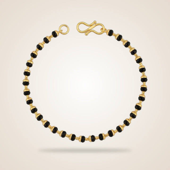 Simple plain unisex Gold plated Black beaded Nazar Mangalsutra Bracelet — Boho Jewellery UK | The Colourful Aura