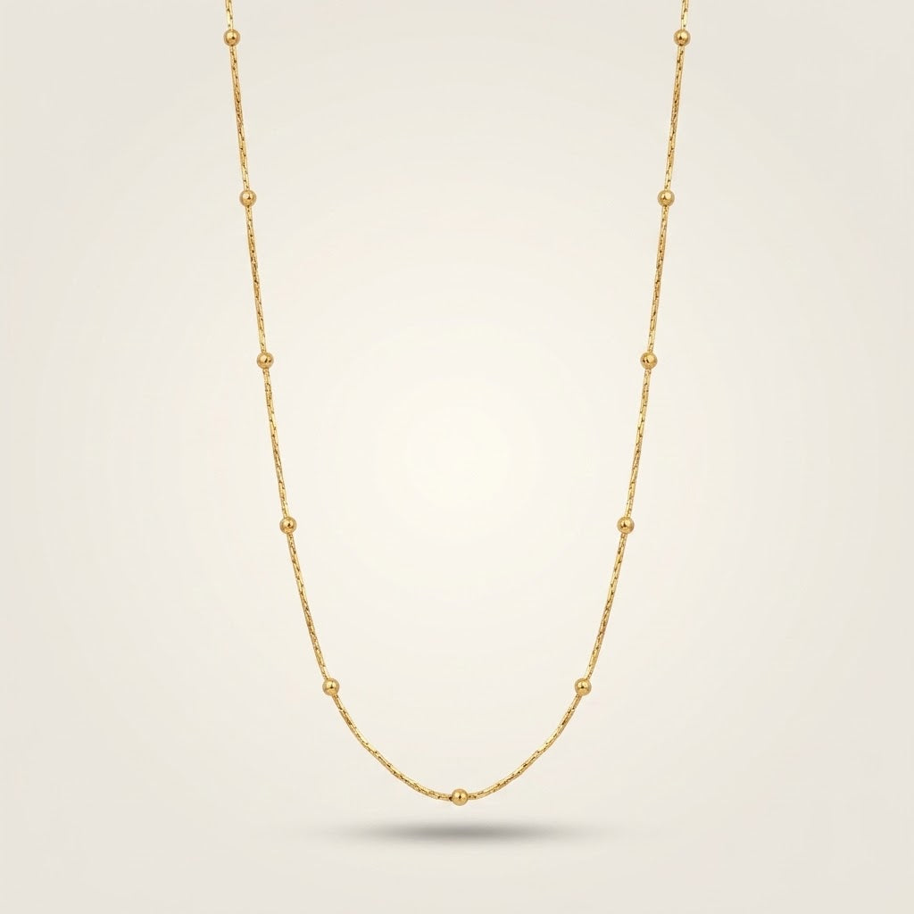 Single Strand 18ct Gold Plated Satellite Chain Necklace (Close-up Detail) | The Colourful Aura