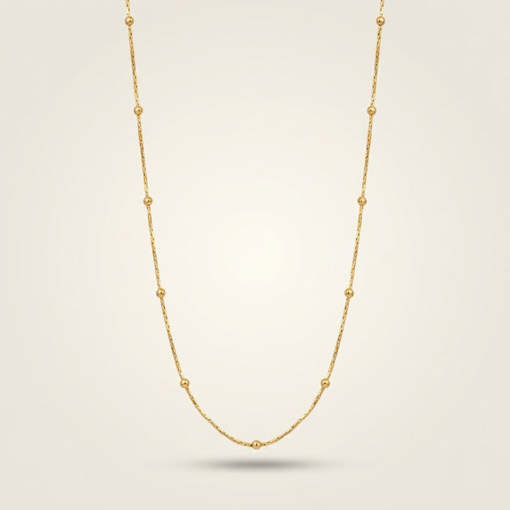 Single Strand 18ct Gold Plated Satellite Chain Necklace (Close-up Detail) | The Colourful Aura