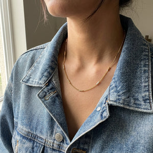 Single Strand Gold Brass Necklace for Women (Close-up Detail) | The Colourful Aura