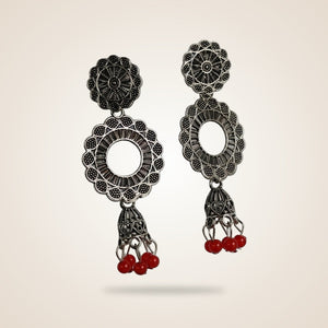 Indian Boho Oxidised Drop Ethnic Jhumkis Earrings — Boho Jewellery UK | The Colourful Aura