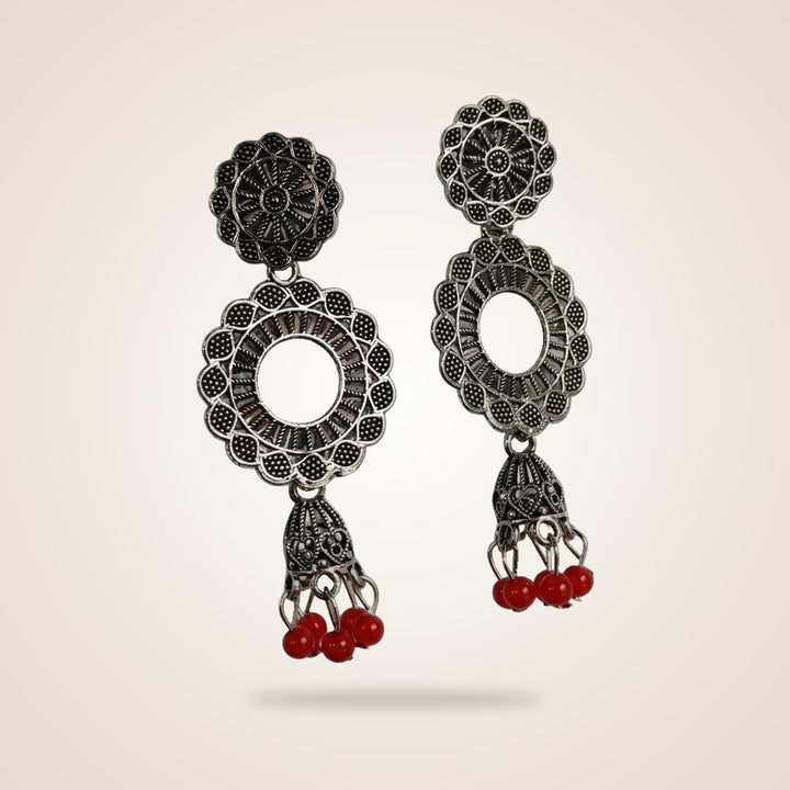 Indian Boho Oxidised Drop Ethnic Jhumkis Earrings — Boho Jewellery UK | The Colourful Aura