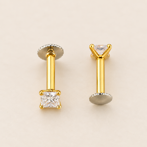 Square Cut Gold Plated Flat Back Nose Stud — Boho Jewellery UK | The Colourful Aura