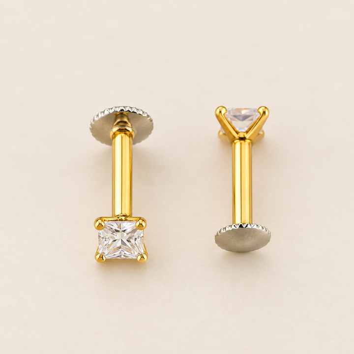 Square Cut Gold Plated Flat Back Nose Stud — Boho Jewellery UK | The Colourful Aura