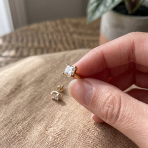 Square Cut Gold Plated Flat Back Nose Stud (Handheld Detail) | The Colourful Aura