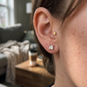 Square Cut Gold Plated Flat Back Nose Stud (Worn as an Ear Stud) | The Colourful Aura