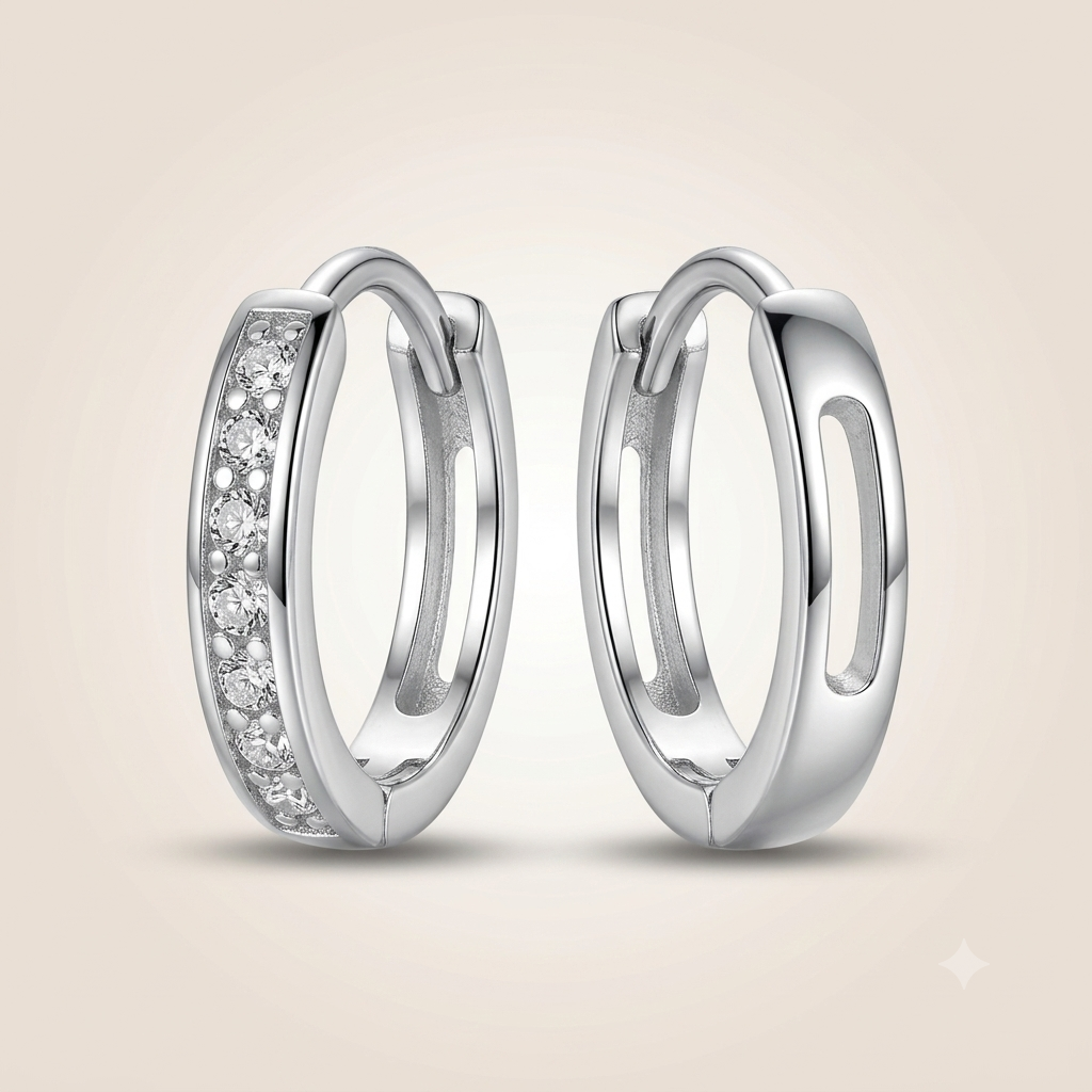Sterling Silver Pave Hoop Earrings — Boho Jewellery UK | The Colourful Aura