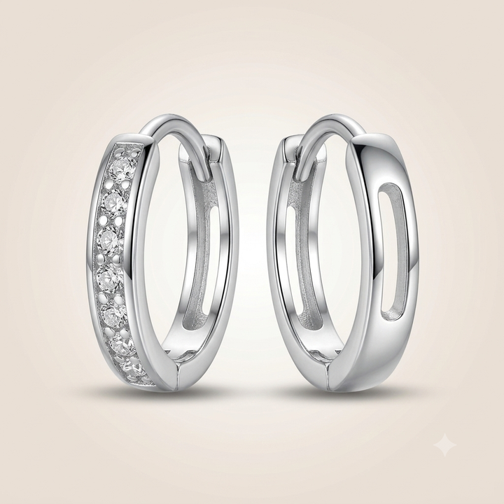 Sterling Silver Pave Hoop Earrings — Boho Jewellery UK | The Colourful Aura
