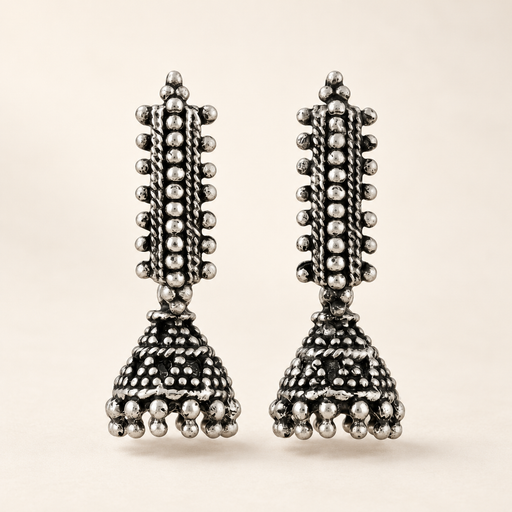 Oxidised silver jhumka earrings