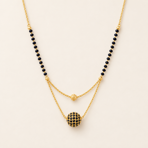 Black-bead gold double-layer mangalsutra