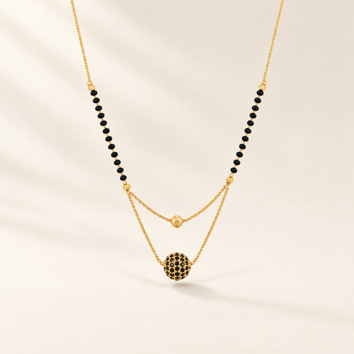 Black-bead gold double-layer necklace
