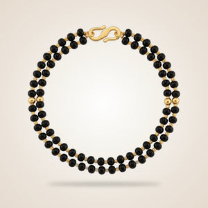 Two layer Black Beaded Plain Unisex Nazar Mangalsutra Bracelet — Boho Jewellery UK | The Colourful Aura