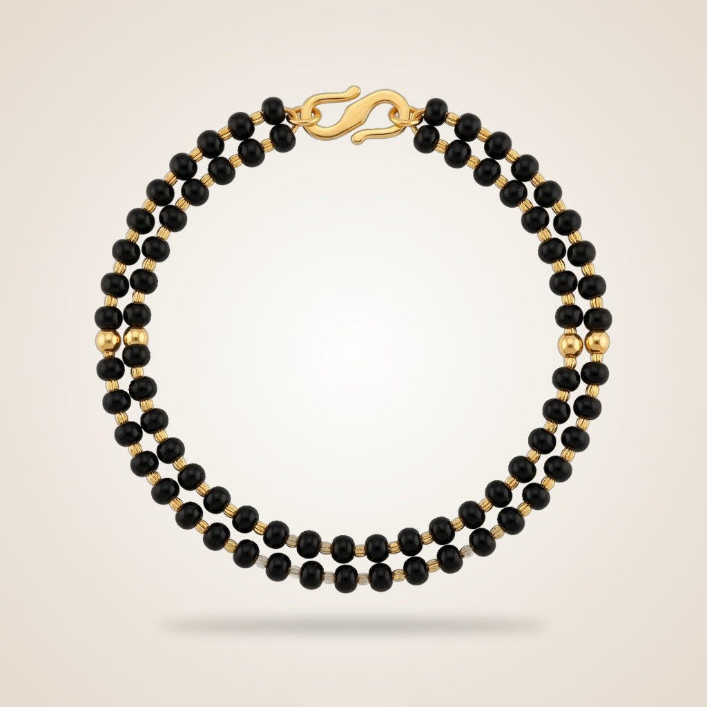 Two layer Black Beaded Plain Unisex Nazar Mangalsutra Bracelet — Boho Jewellery UK | The Colourful Aura