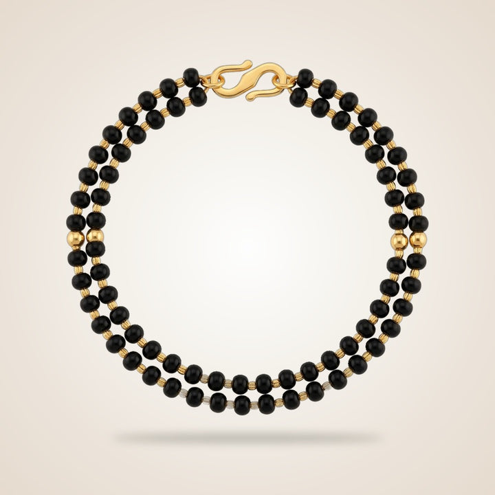 Two layer Black Beaded Plain Unisex Nazar Mangalsutra Bracelet — Boho Jewellery UK | The Colourful Aura