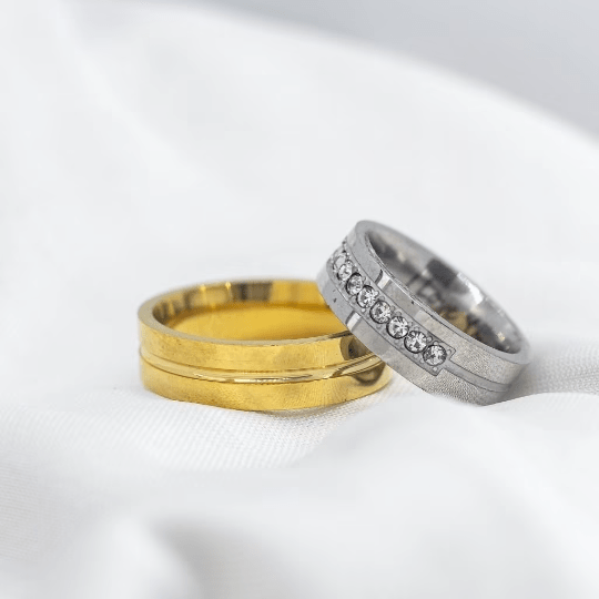 Silver Diamond Band Set