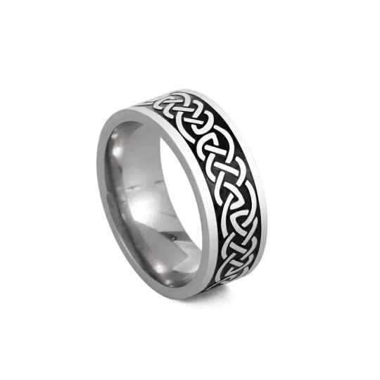 8mm Mens Celtic knot Stainless Steel Braided Unisex Wedding Band Ring