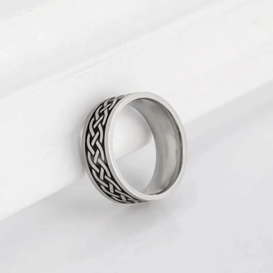 8mm Mens Celtic knot Stainless Steel Braided Unisex Wedding Band Ring