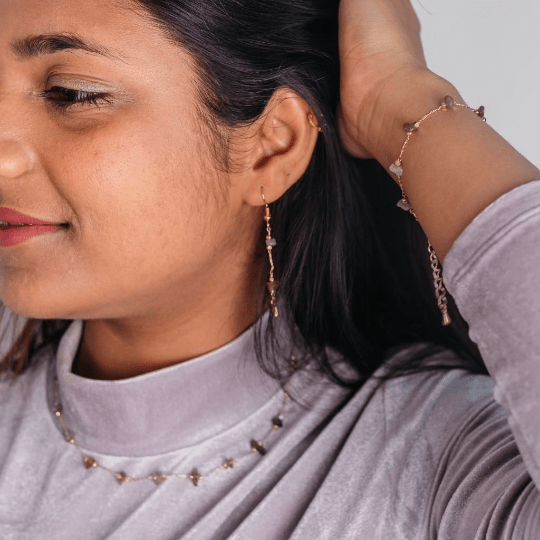 Gold crystal quartz Drop Earrings