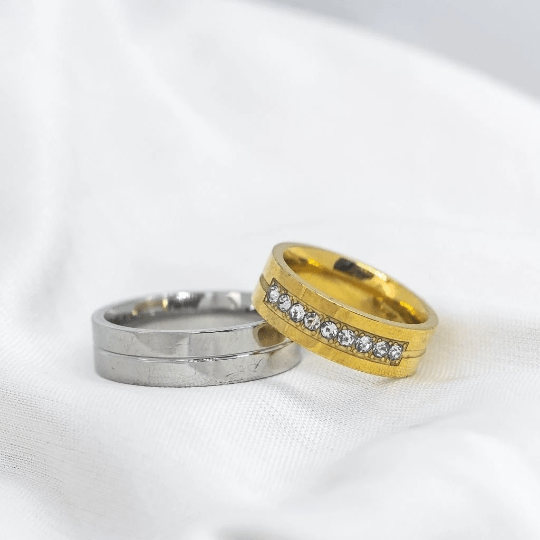 Silver Gold Couple Promise Band
