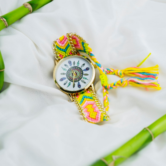 Boho Mandala Art Bohemian Jute Knitted Strap Bracelet Wrist Watch – The  Colourful Aura