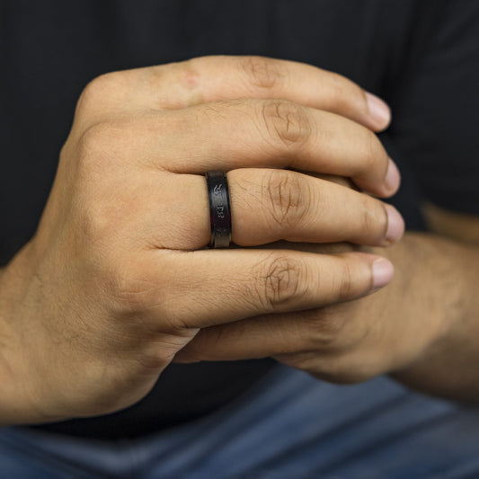 8mm Matt Black Rotating Buddhist Tibetan Spinner Prayer Monk Spinner Ring