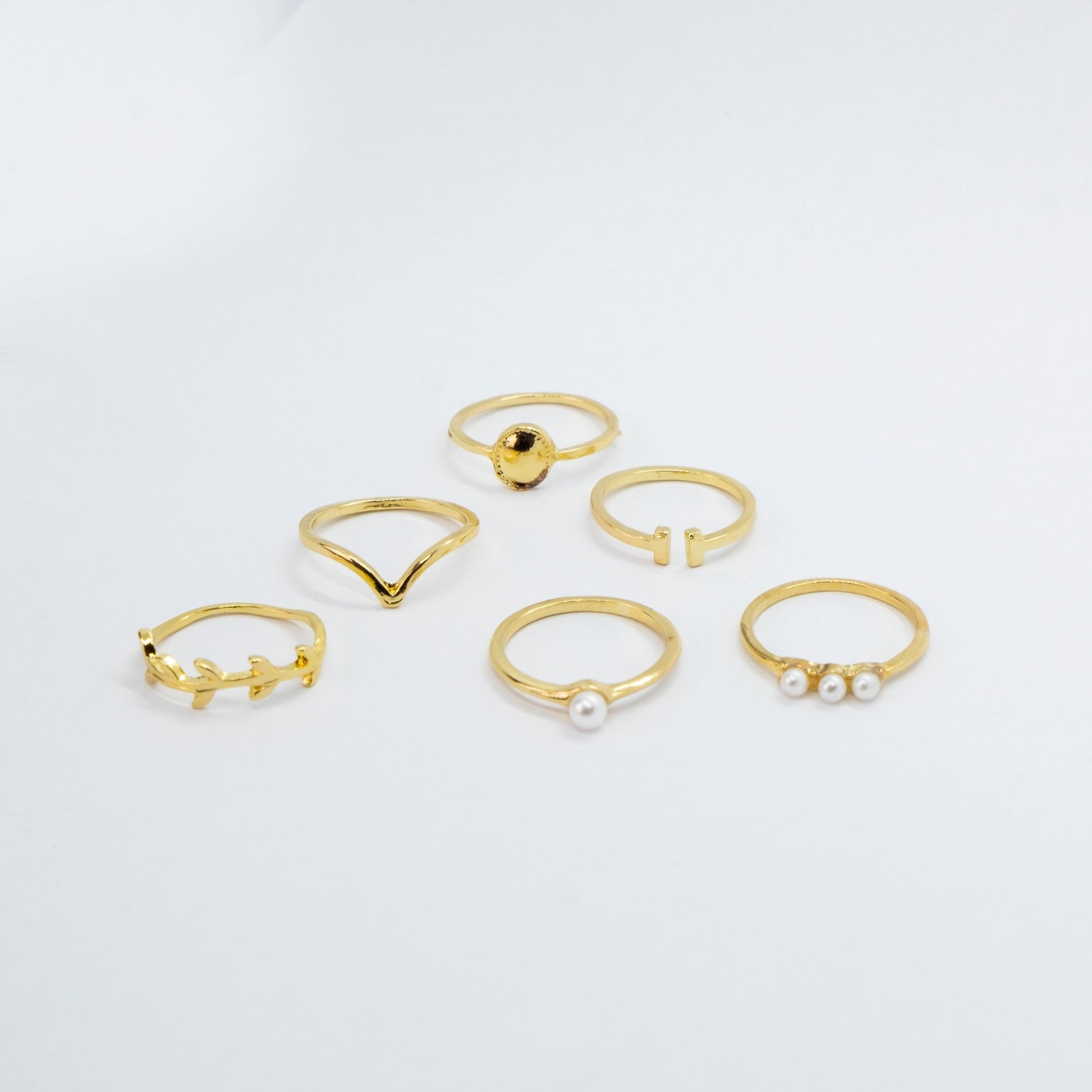 6 Piece Gold Plated Oxidised Bohemian Vintage Tribal Stacking Retro Ring Set