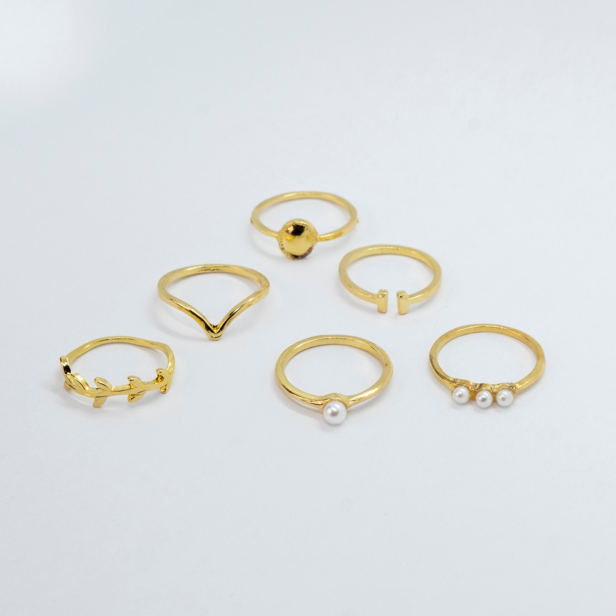 6 Piece Gold Plated Oxidised Bohemian Vintage Tribal Stacking Retro Ring Set