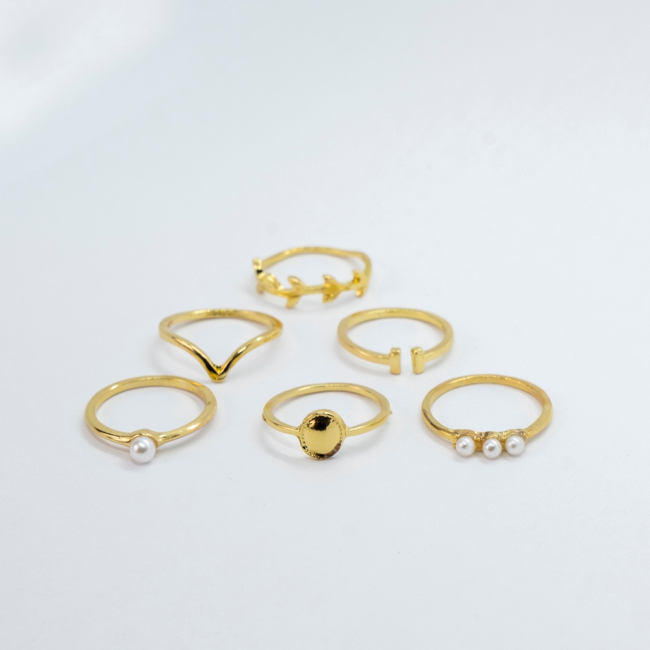 6 Piece Gold Plated Oxidised Bohemian Vintage Tribal Stacking Retro Ring Set