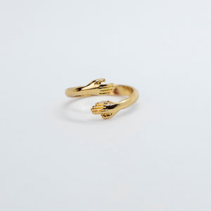 Silver/Gold Love Hugging Hand Couple Stackable Adjustable Love Ring