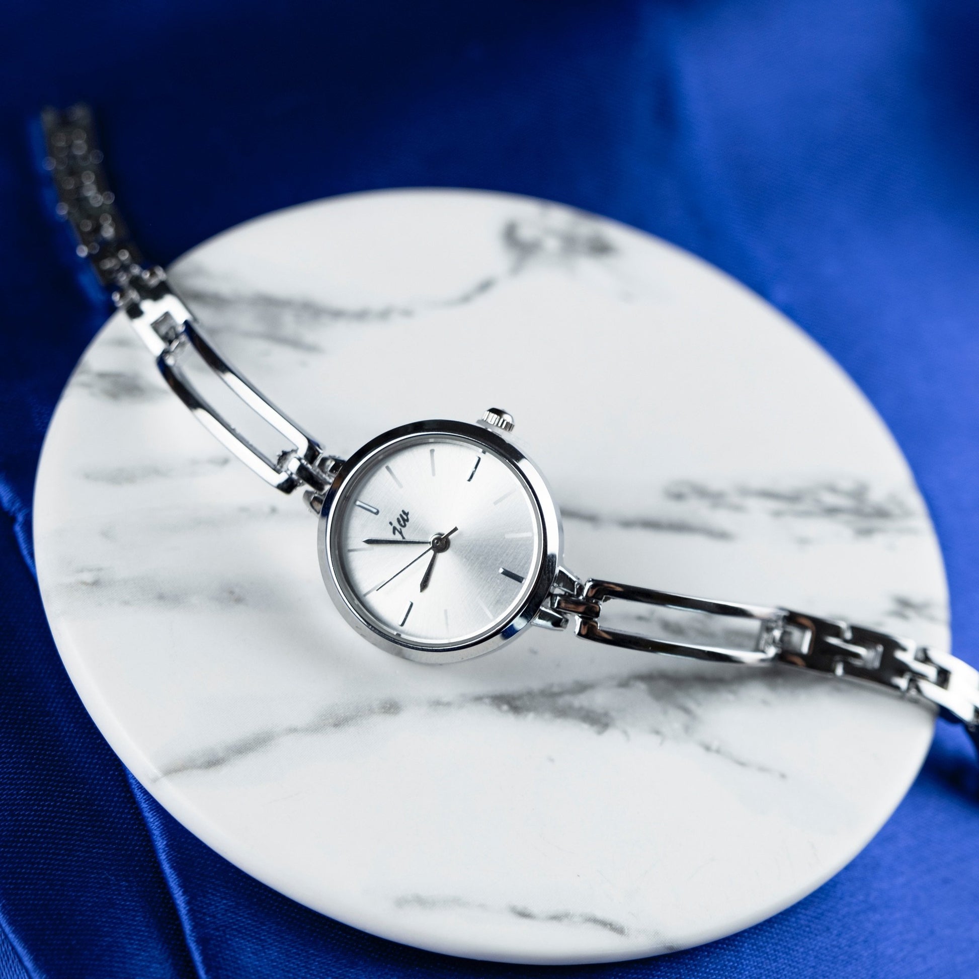 Silver Steel Metal White Dial Elegant Party Bangle Adjustable Bracelet Watch