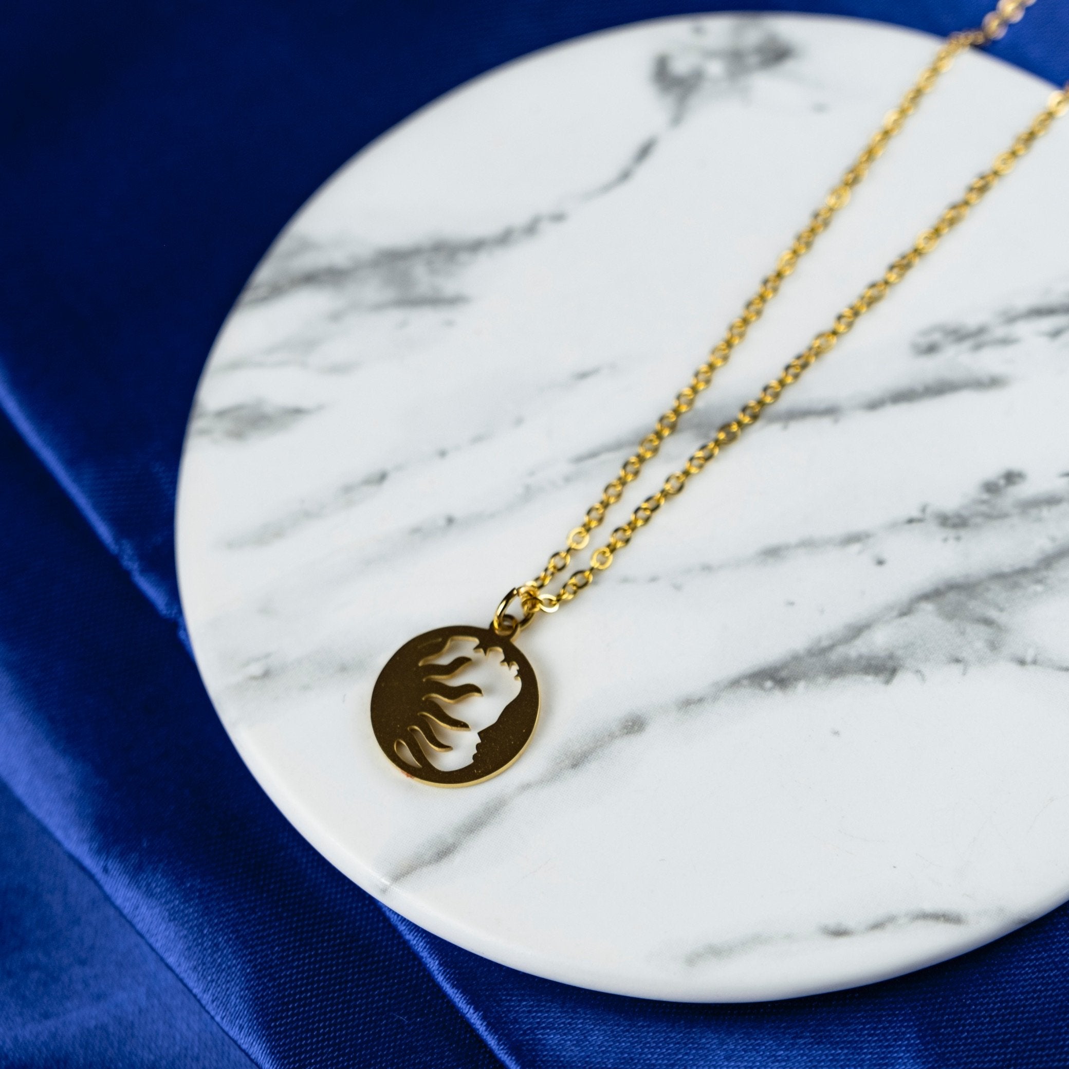 Small gold moon on sale necklace